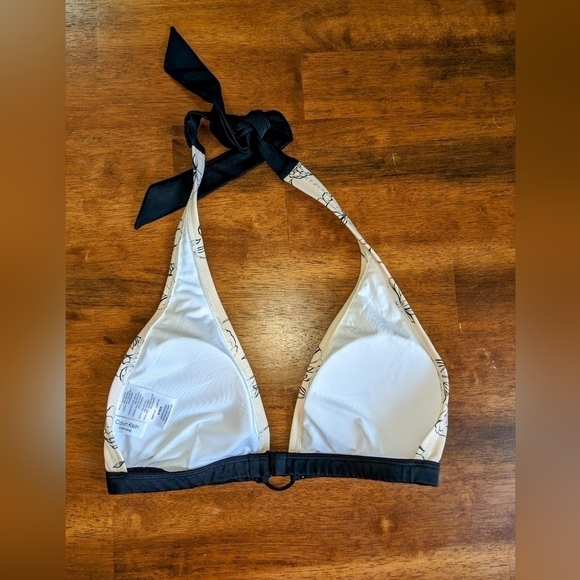 Calvin Klein Floral Printed Halter Bikini Top in Pink & Black NWOT - Picture 5 of 6